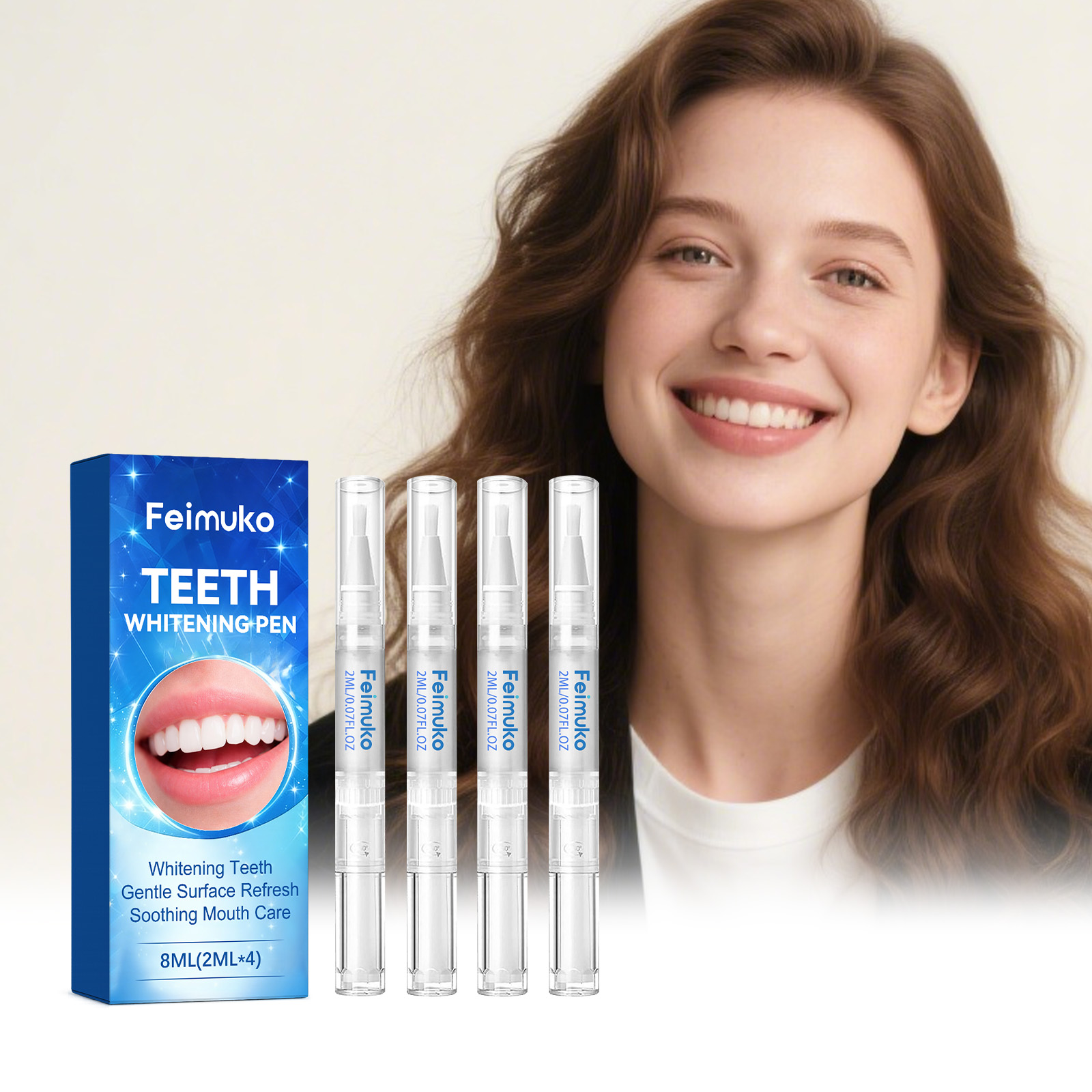 Teeth Whitening Bleaching Kit - 4 قطع من أقلام تبييض الأسنان،