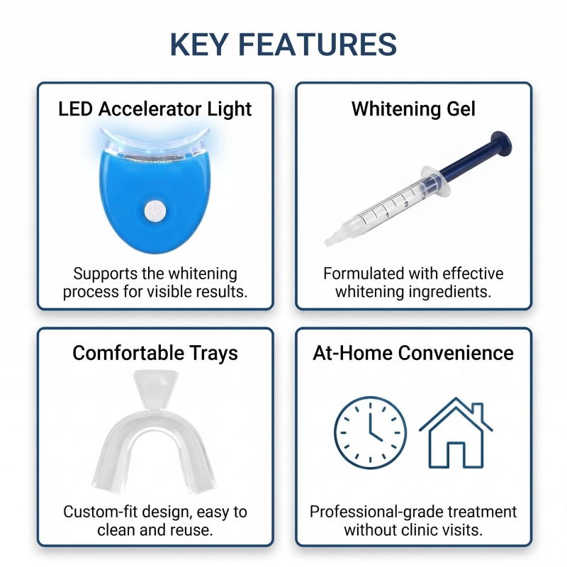 مجموعة تبييض الأسنان المحمولة، - مراجعة Teeth Whitening Led Kit وسعره